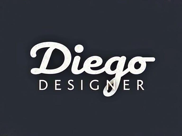 Logo featuring the name Diego Designer. The design combines modern typography with a stylish look. The logo has a black background with white lettering. The emphasis is on the name Diego.