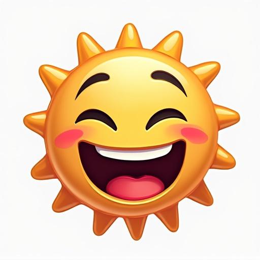 Generate a lively and fun emoji that represents a smiling sun with rays. Focus on cheerful and playful characteristics.