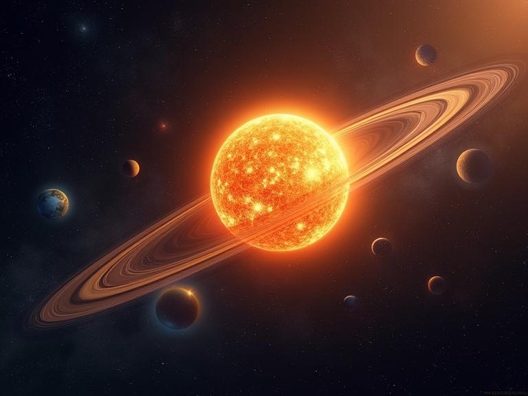 Realistic image of the solar system with all planets and the sun. Educational illustration clearly labeling each planet and the sun.