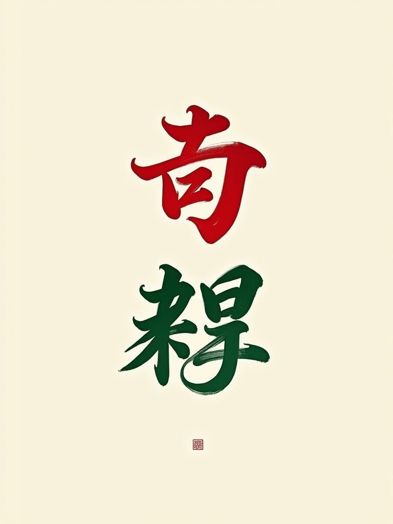 Image features Chinese Hanzi. Radical colored in red. Phonetic part colored in green. Simple beige background.