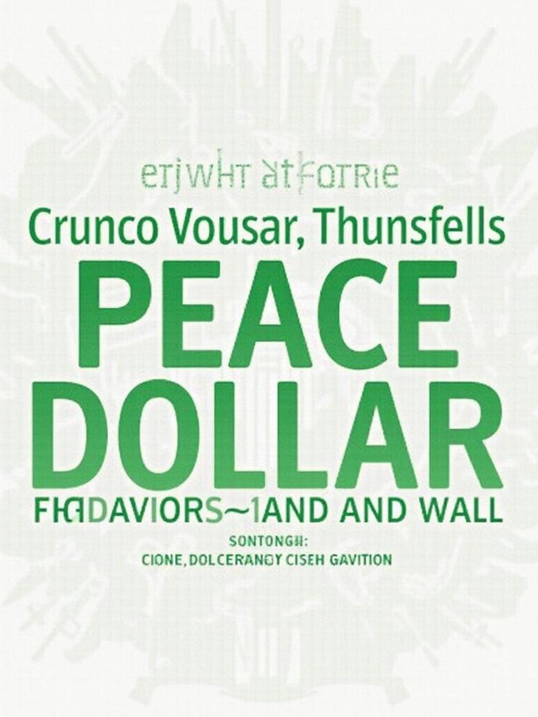 Symbolizes Security Council's role in global stability. Design has weapons background and white backdrop for neutrality. Green text shows prosperity and hope. Peace Dollar emphasizes diplomacy as currency of international relations. Grounded in Security Council authority.