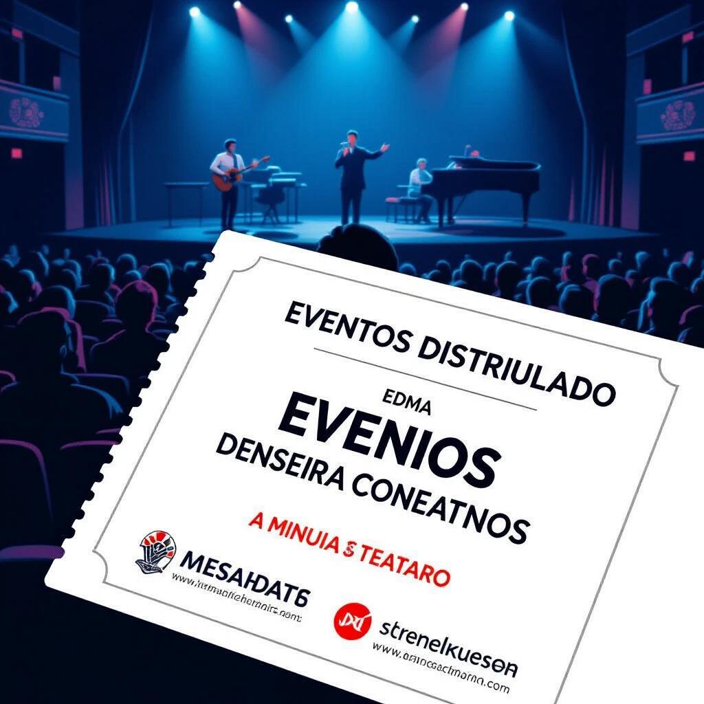 Create a wallpaper related to ticketed events. Focus on visual appeal and connection to cinema shows concerts and theater performances. Illustrate an audience watching performers. Use vibrant colors and dynamic lighting.