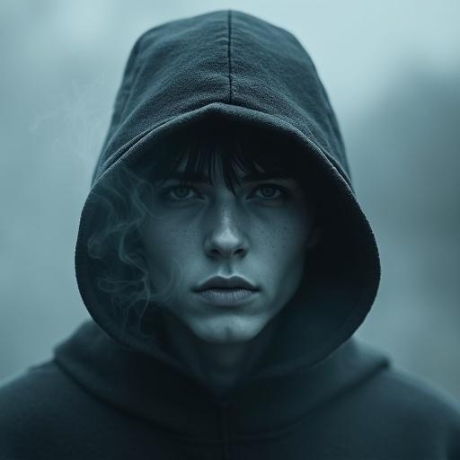 A mysterious avatar with an intriguing appearance featuring a smoke-like face with no solid features. The avatar wears a cap with visible hair beneath it. The overall vibe is enigmatic and eye-catching with a blend of mystery and allure. Evokes a sense of wonder and intrigue with a unique style and captivating smoke-like face.