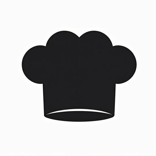 Web icon of a chef hat. The design is flat and completely black.