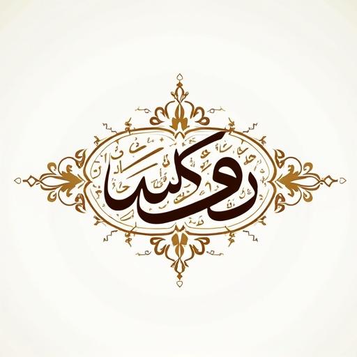 Calligraphy art using Diwani style Arabic script. Focus on elegance in design. Emphasize beauty of Arabic lettering. Text reads الضرر.