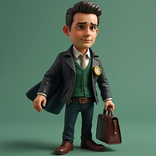 Action figure of a functional consultant. Outfits are casual and elegant. Accessories include a bag, computer, badge, and mug. A small plant is present.