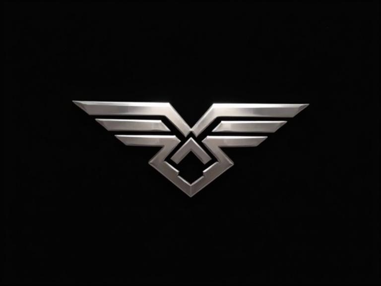 Create a silver company logo for a private logistics company on an all black background.
