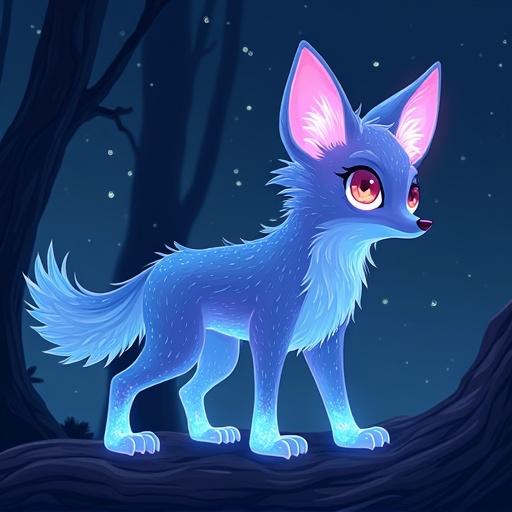 Crystal aardwolf in a cartoon art style with a night background.