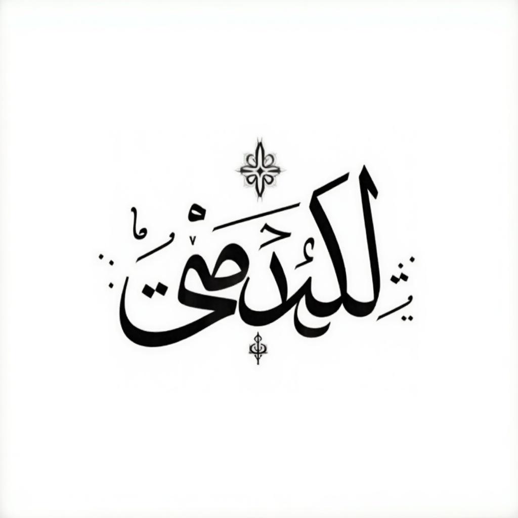 This image features intricately designed Arabic calligraphy spelling the word 'داعي'. The calligraphy is rendered in black against a clean white background, creating a striking contrast. The design is elegant and depicts the beauty of Arabic script art. This artwork would make a perfect decoration for various settings, from homes to educational spaces. It captures the essence of cultural and artistic expression through calligraphy.