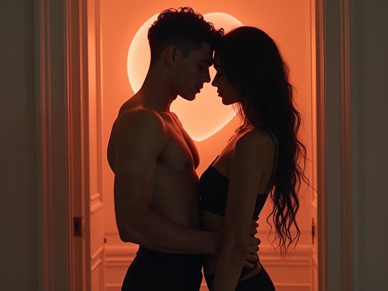 two bodies in an intimate sensual moment captured in modern art style
