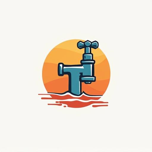 A creative and simple logo featuring a faucet. The background is a circular gradient of warm colors. The faucet is stylized and detailed. The design is clean and modern.