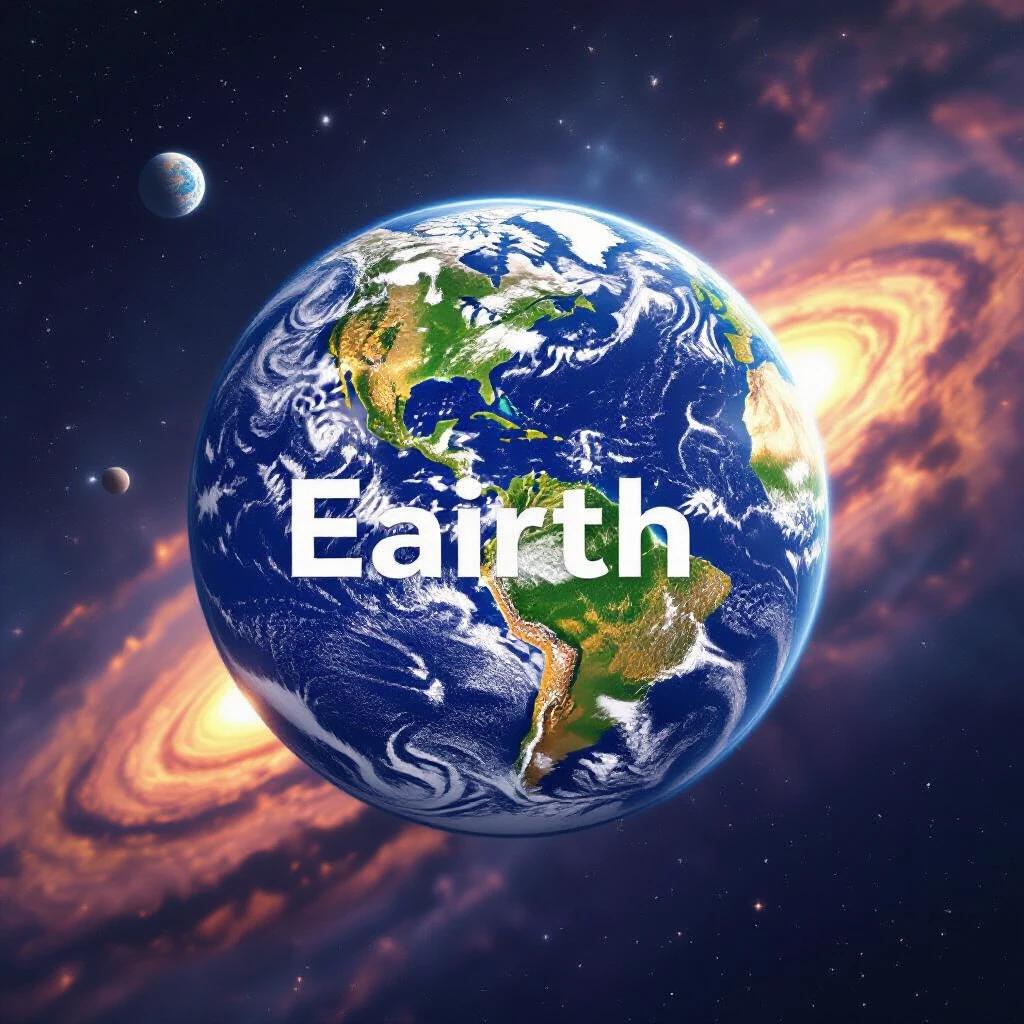 An artistic representation of Earth zoomed in from outer space with a cosmic background.