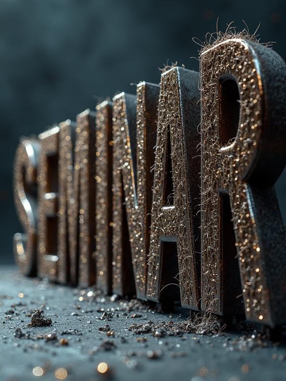 Ultra-realistic image of the word 'SEMINAR' made from polished metal blended with hyper-detailed human hair. The metallic letters reflect light like mercury, and the hair types vary from straight to curly. Dramatic lighting enhances textures and contrasts. Misty background adds depth.