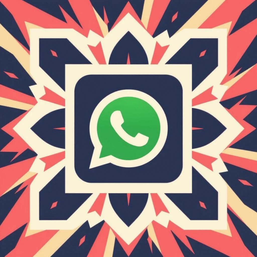 Logo design of WhatsApp combined with Valorant theme. Image is 2x2 dimensions with a dark background. Colorful artistic elements surrounding the WhatsApp icon.
