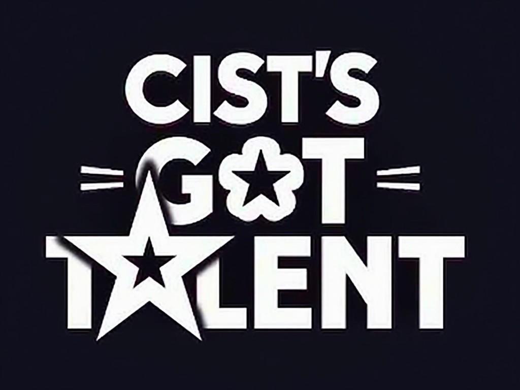 This image features a bold, modern typographic design saying 'CIST's GOT TALENT'. The text layout includes a star shape integrated into the letter 'O'. The color scheme is a classic black-and-white contrast, which enhances readability. The design style is reminiscent of popular talent show branding. This would serve well in promotional contexts, especially for entertainment events and competitions.