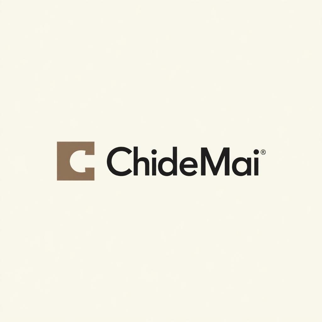 Logo design for ChideMai. Bold minimalistic style. Neutral color palette. Design focused on clarity.