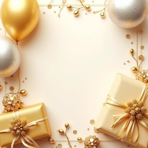 Create a hyper-realistic birthday invitation scene in soft nude with canary and silver. Include gifts and balloons for decoration. Text details for Cathy’s birthday brunch with date, time and RSVP.