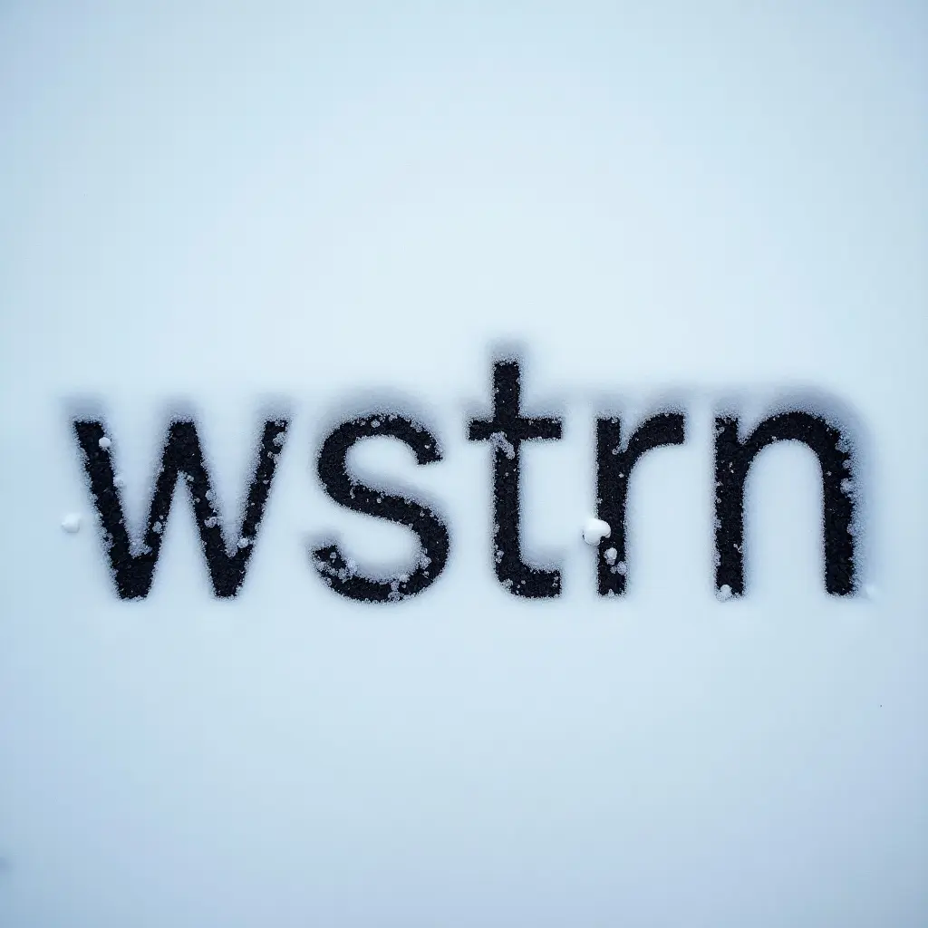 'wstrn' written in the snow. The text is clear and stands out against a white background.