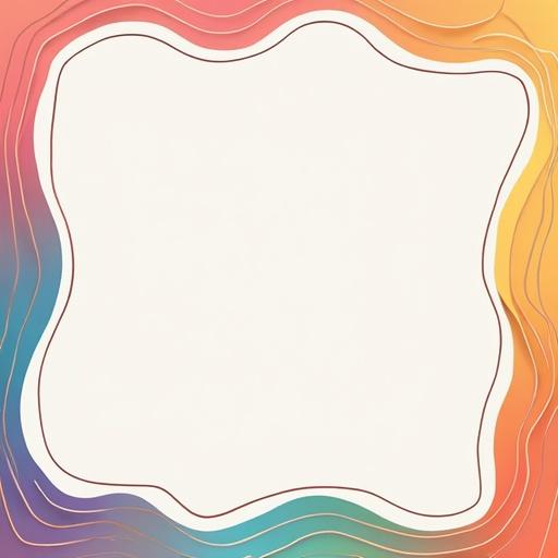 Colorful portrait oriented border in pastel tones. Border made of moderately thick squiggly lines creating a frame effect. Inner area is blank for custom content.