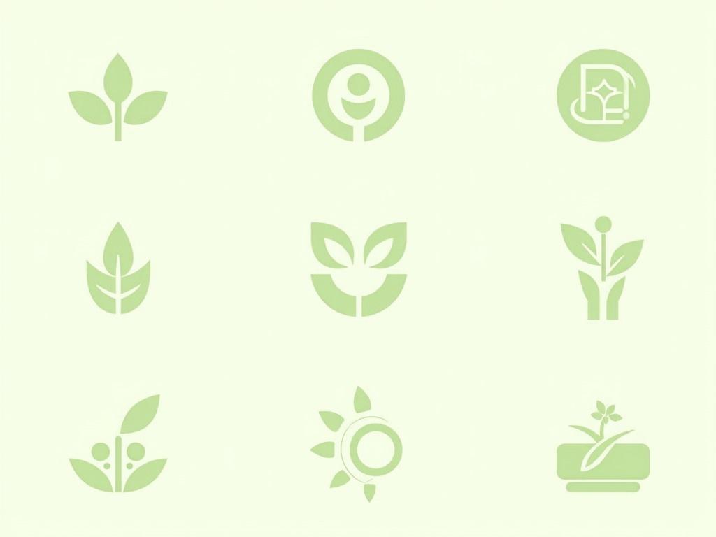 This image showcases a nature symbol icon set featuring various vector designs. Each icon is designed with an organic theme, primarily using shades of green. The designs include leaves, plants, and circular motifs that symbolize growth and vitality. Some icons depict human figures interacting with nature, representing harmony with the environment. This collection of logos can be used for eco-friendly businesses, wellness brands, or environmental organizations.