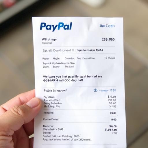 A clear view of a PayPal receipt with transaction details.
