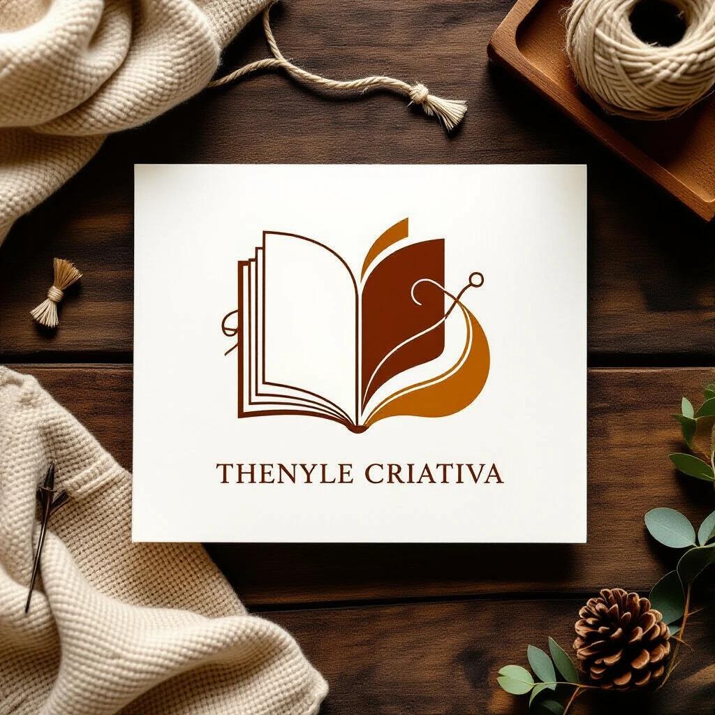 Abstract and elegant logo design for a creative bookbinding brand. Warm modern color palette used. Incorporate elements suggesting bookbinding like thread and stitching indirectly. Original phrase integrated harmoniously into the logo. Unique contemporary style evoking personalized art.