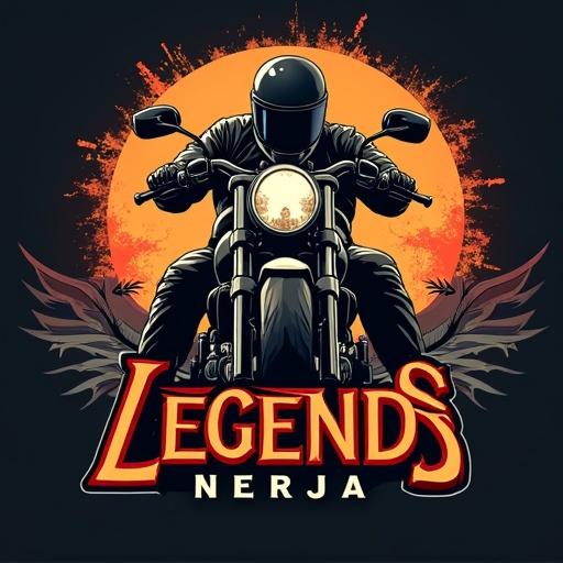 Design a logo for a motorcycle club featuring the front of a motorcycle and a crocodile with sunglasses. The club name is LEGENDS NERJA.