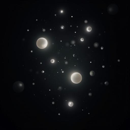 Photograph of ethereal glowing white orbs floating in black dark air