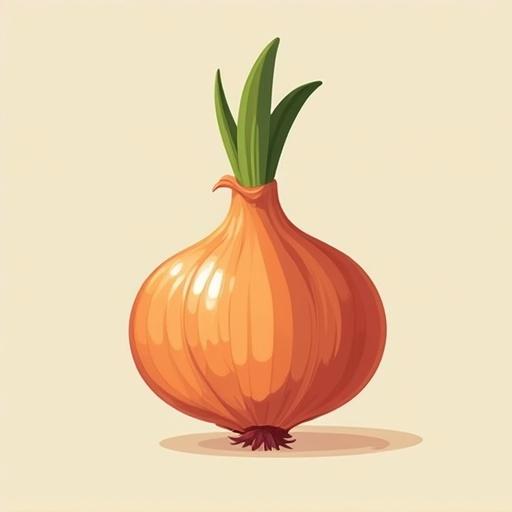 High-quality flat cartoon vector illustration of an onion. Centered with clean lines and solid colors. Isolated on a light background. Modern minimalist style. No text or shadows.