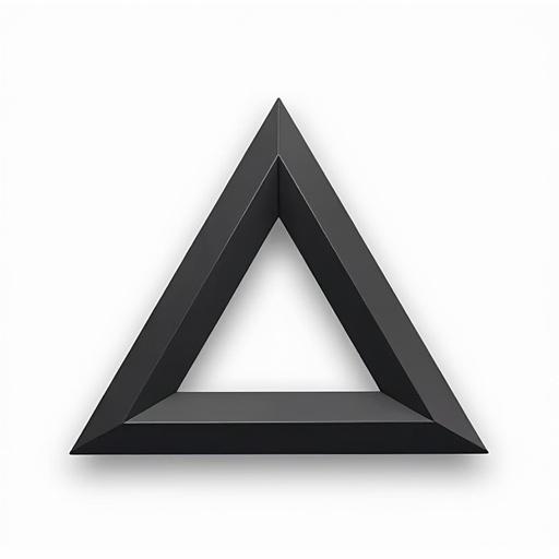 Illustration of a stepped triangle shape. Triangle made from multiple rectangular steps instead of clean sides. Mechanical feel and pixel-art style. Strong silhouette with no gaps against a white background. Center filled with shapes and inner canvas border is white.