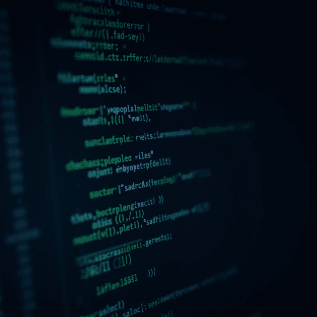A close-up of a computer screen displaying colorful lines of code with highlighted syntax.