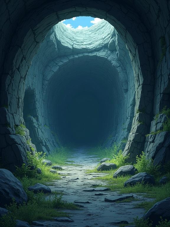 Wallpaper style image for a medium sized phone showing the inside of a metal mine. No vegetation, no people, no animals, no ghosts, no characters. 2D anime style.