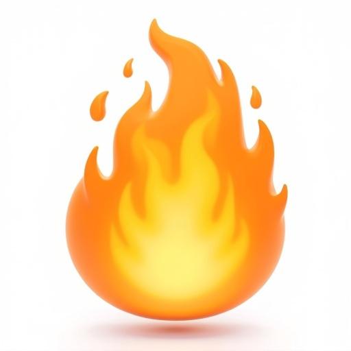 A Fire Emoji depicted in 3D cartoon style against a clean white background.