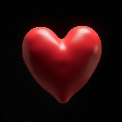 A shiny red heart shape on a black background. The heart has a smooth, rounded design resembling Pixar 3D style.