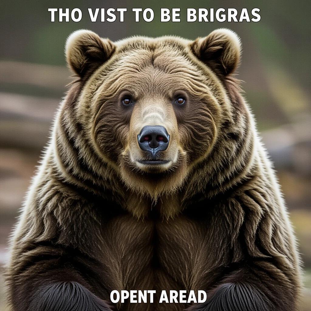 A bear similar to the one from the movie Ted. Close-up portrait of a large grizzly bear looking directly at the viewer.