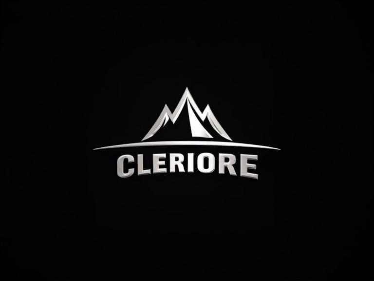 Silver logo of a theme park maintenance company against a black background. Logo features mountains and the name Cleriore prominently displayed.