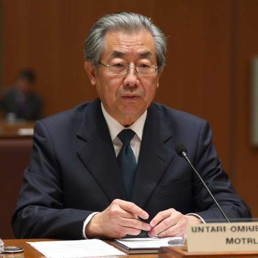 Japanese Prime Minister Shigeru Ishiba participates in an official meeting. The setting is serious and professional. Attendees are engaged in conversation and discussions are underway.