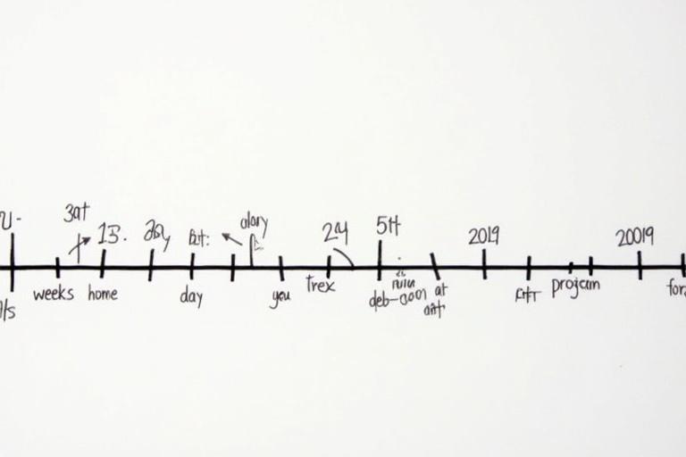 Simple timeline illustrating days weeks months and years with labeled points