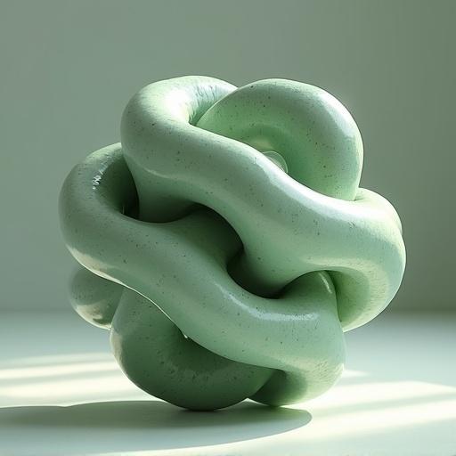 3D representation of mathematical object with intricate surface and satisfying design. Soft lighting. Matte light green color with speckled glaze.