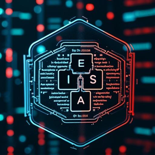 Image of a hexagonal interface. Two words visible: Yes and No. Yes represents logic one. No represents logic zero. Bright neon colors. Focus on technology.