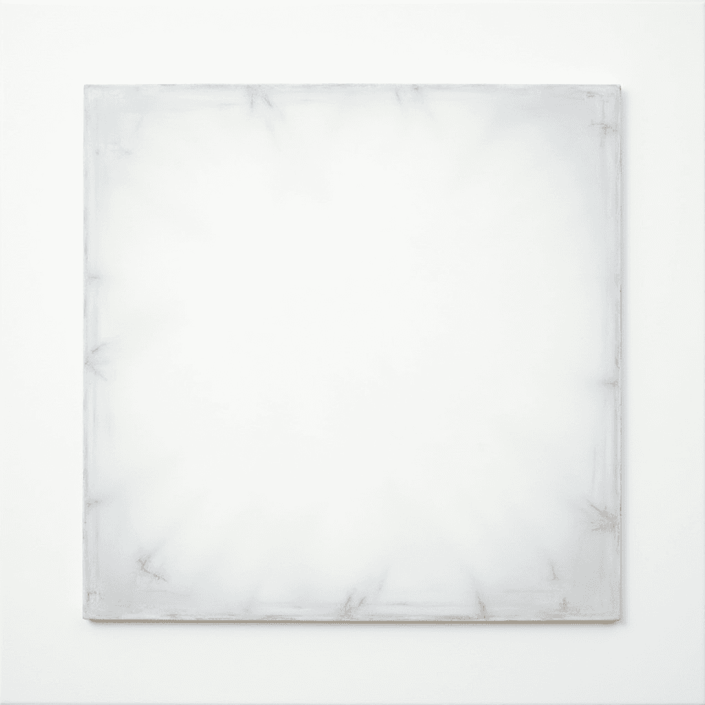 A soft white square canvas with subtle grey shading along the edges.