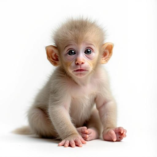 Baby monkey on white background