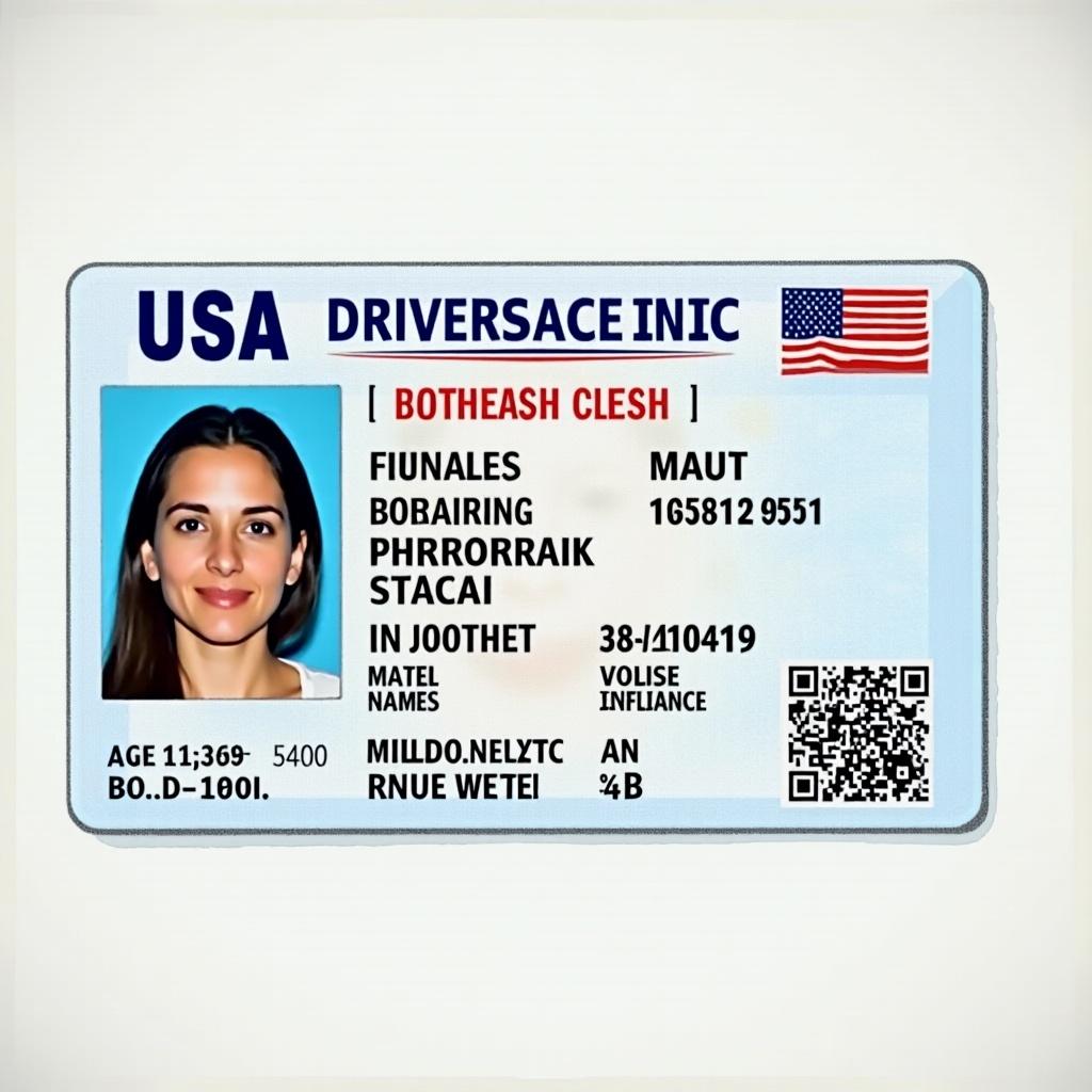 Image shows a USA driver's license featuring personal information. License includes name date of birth age and issuing location. Essential for identification purposes in the U.S.