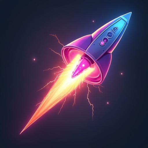 Cone of piercing lightning projectiles in a futuristic rocket design. Icon for ARPG game assets. No background with transparent effect.