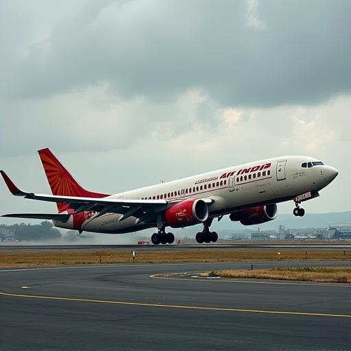 Image of Air India aircraft on runway captured from a low angle