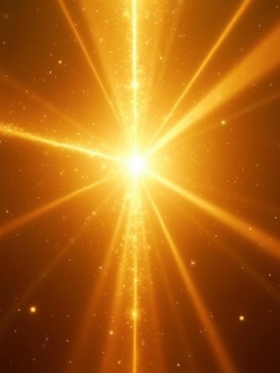 Golden heroic aura with radiant light beams and sparkles. Superhero power glow effect. Majestic divine light. Warm golden colors.