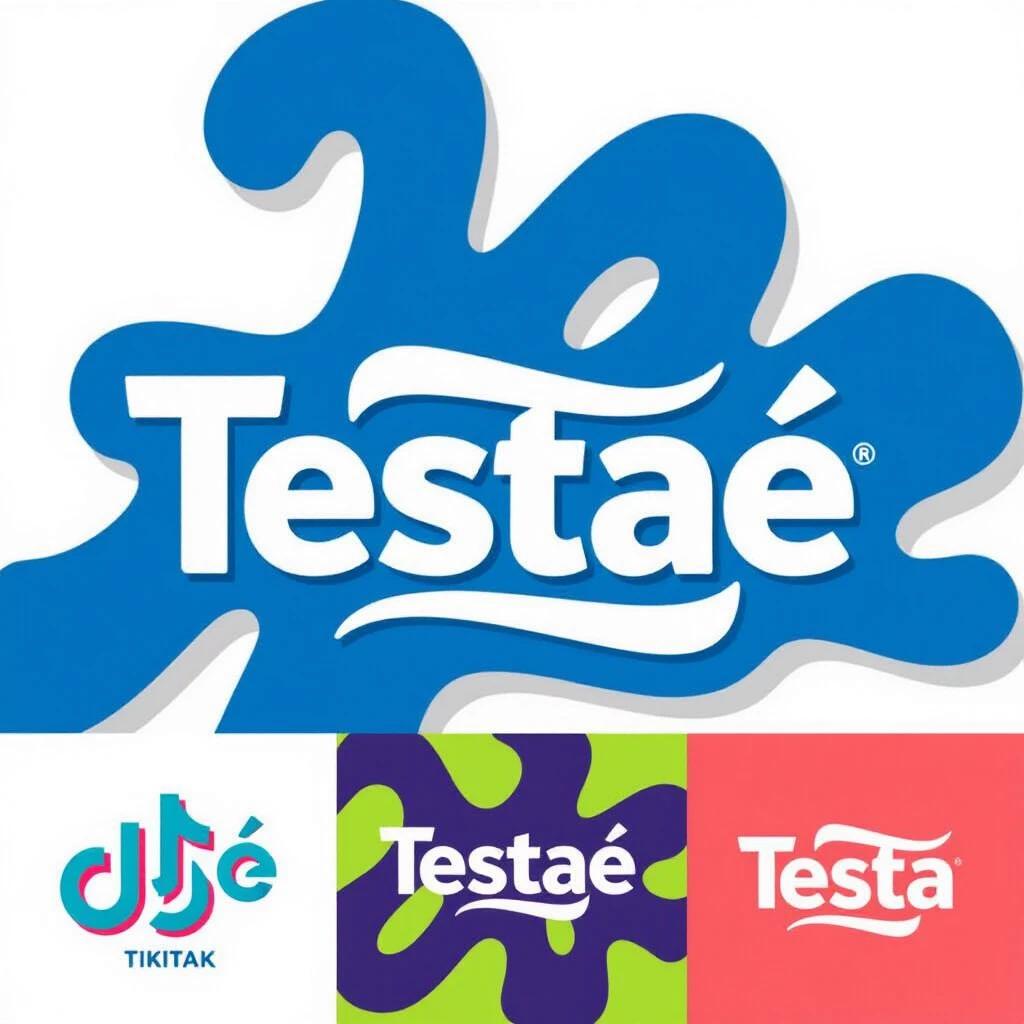Design a modern logo using only the word 'Testaê' without additional elements. The typography needs to be unique and stylish, evoking trust and creativity. Incorporate vibrant colors like royal blue, lime green, coral, and purple with a white or dark gray background. The letter 'ê' should have a distinct design accent. The overall appearance must appeal to social media branding.