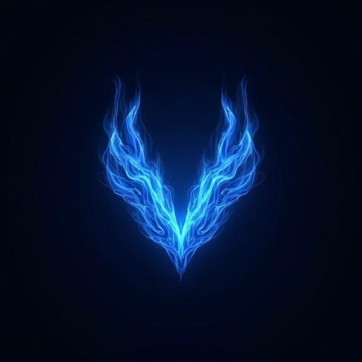 Design a logo for a company named Vermillion Productions. The logo should be blue and appear as if it's on fire, creating a bright and eye-catching effect.