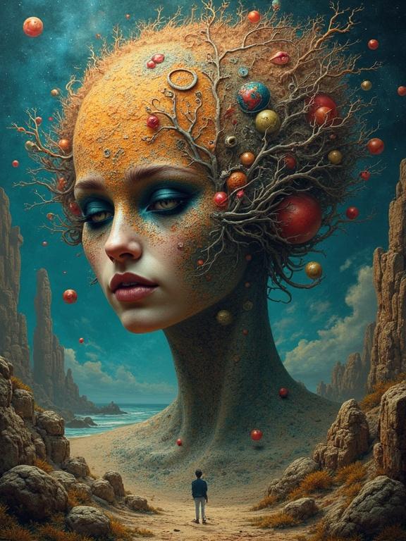 A creative world masterpiece combining elements of the style of Jacek Jerka. Different surrealism effect.