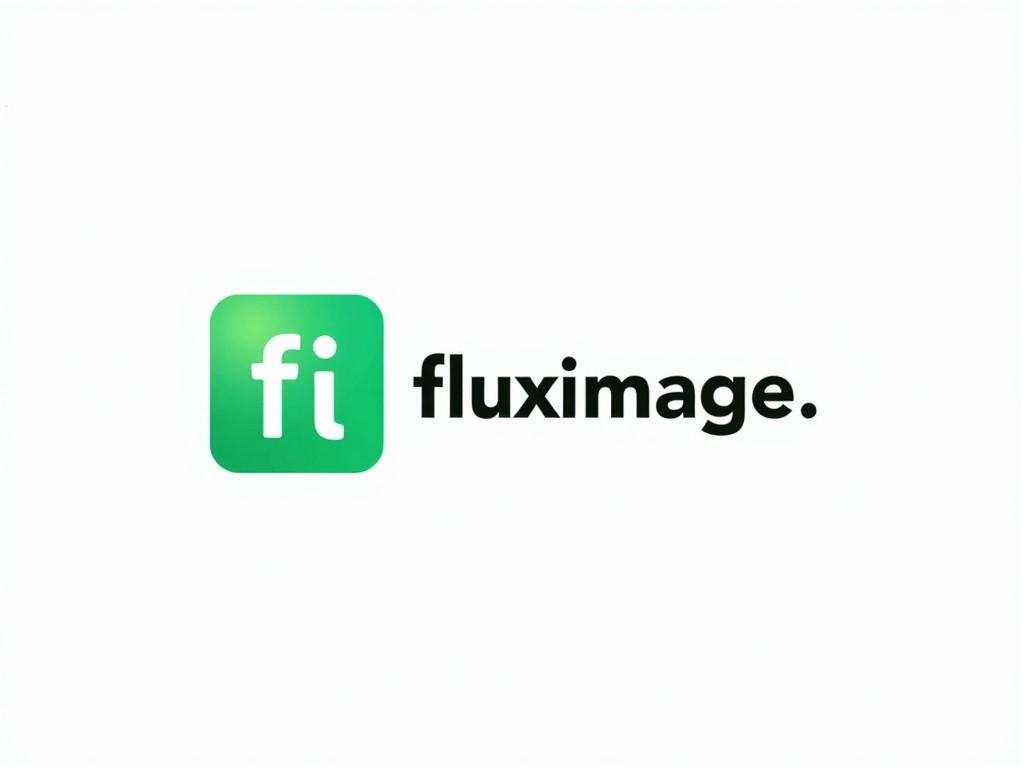 The image features the 'fluximage' logo, consisting of a green rounded square icon with the white letters 'fi' inside it. To the right, the word 'fluximage.' is displayed in black lowercase letters. The background is plain white, giving the logo a clean and modern appearance.